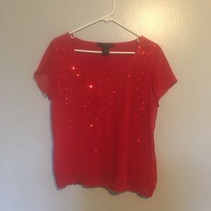 Red Sequin Calvin Klein Top